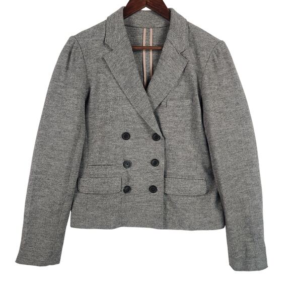 J. Crew “Thandie” Blazer Women’s SZ 10 Gray Wool Double Breasted Raw Edge Y2K - Picture 1 of 16